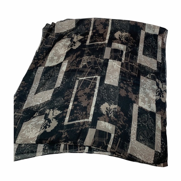 Lightweight🌺 Taupe Scarf Rectangular Geometric Pattern - Picture 4 of 5